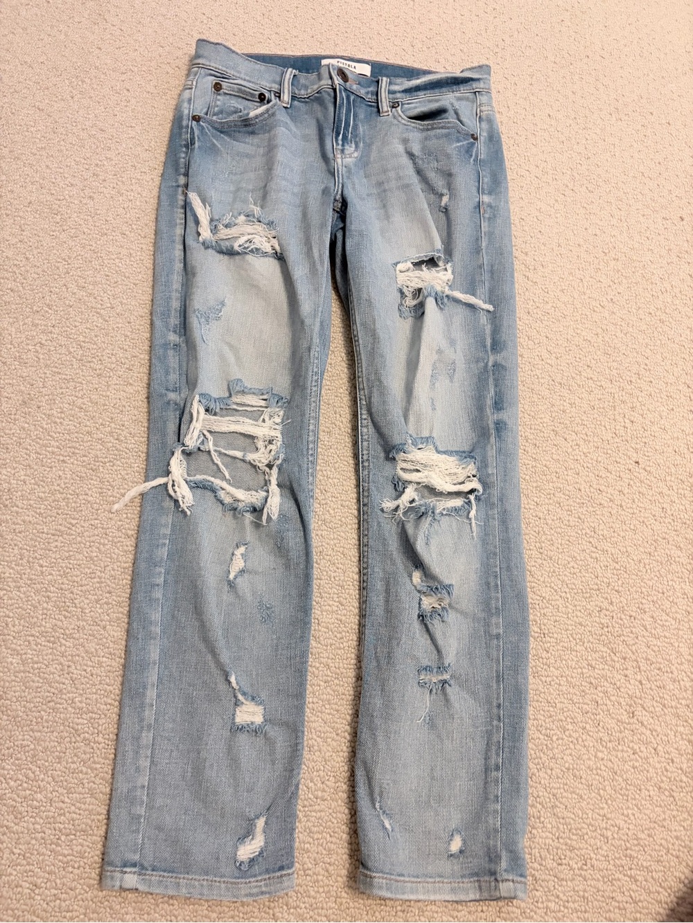 PISTOLA Light Blue Destroyed Distressed Jeans Size 25